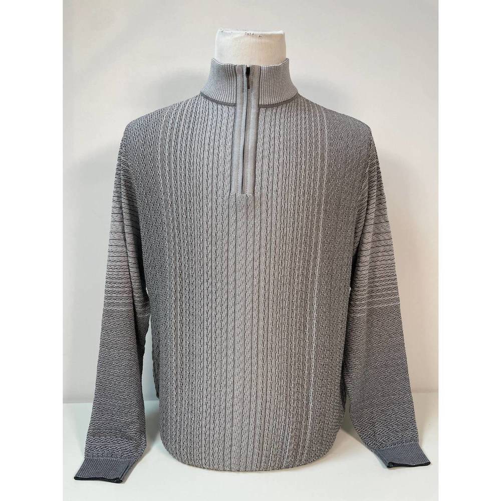 NEW ST. CROIX men long sleeves zipmock pullover sweater in light dove